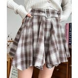 ベルト付きアシメヘムタックプリーツチェック柄ミニスカート | moment+ | 詳細画像15 