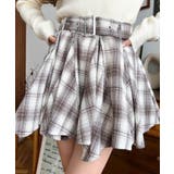 ベルト付きアシメヘムタックプリーツチェック柄ミニスカート | moment+ | 詳細画像26 