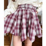 ベルト付きアシメヘムタックプリーツチェック柄ミニスカート | moment+ | 詳細画像33 