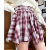 ベルト付きアシメヘムタックプリーツチェック柄ミニスカート | moment+ | 詳細画像34 