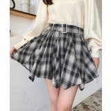 ベルト付きアシメヘムタックプリーツチェック柄ミニスカート | moment+ | 詳細画像8 