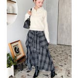 ラップ風ランダムヘムチェックスカート | moment+ | 詳細画像19 