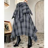 ラップ風ランダムヘムチェックスカート | moment+ | 詳細画像21 