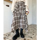 ラップ風ランダムヘムチェックスカート | moment+ | 詳細画像25 