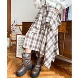 ラップ風ランダムヘムチェックスカート | moment+ | 詳細画像29 