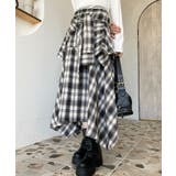 ラップ風ランダムヘムチェックスカート | moment+ | 詳細画像3 