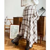 ラップ風ランダムヘムチェックスカート | moment+ | 詳細画像33 