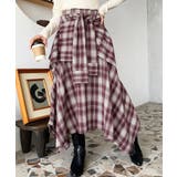 ラップ風ランダムヘムチェックスカート | moment+ | 詳細画像36 