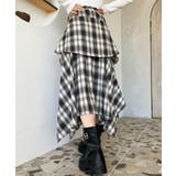 ラップ風ランダムヘムチェックスカート | moment+ | 詳細画像4 