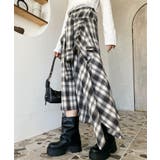 ラップ風ランダムヘムチェックスカート | moment+ | 詳細画像5 