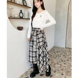 ラップ風ランダムヘムチェックスカート | moment+ | 詳細画像6 