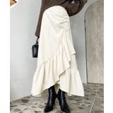 アイボリー | アシンメトリーヘムギャザースカート | moment+