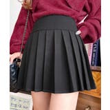 ブラック | 微起毛ウールライクプリーツミニスカート | moment+