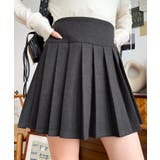 チャコールグレー | 微起毛ウールライクプリーツミニスカート | moment+