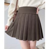 ブラウン | 微起毛ウールライクプリーツミニスカート | moment+