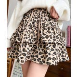 ブラウン | ティアードレオパードスウェットスカート | moment+