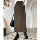 ブラウン | コーデュロイドロストタイトスカート | moment+