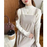 グレイッシュベージュ | カットジョーゼットダブルストラップキャミワンピース | moment+