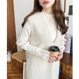 アイボリー | Vネックジャンパースカートリングフェイクウール | moment+