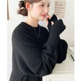 指ぬきボリュームスリーブミックスニットロングワンピース | moment+ | 詳細画像12