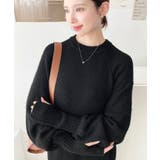 指ぬきボリュームスリーブミックスニットロングワンピース | moment+ | 詳細画像13