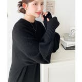 指ぬきボリュームスリーブミックスニットロングワンピース | moment+ | 詳細画像15