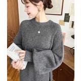 指ぬきボリュームスリーブミックスニットロングワンピース | moment+ | 詳細画像17