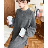 指ぬきボリュームスリーブミックスニットロングワンピース | moment+ | 詳細画像18