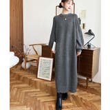 指ぬきボリュームスリーブミックスニットロングワンピース | moment+ | 詳細画像19