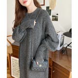 指ぬきボリュームスリーブミックスニットロングワンピース | moment+ | 詳細画像24