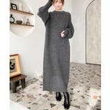 指ぬきボリュームスリーブミックスニットロングワンピース | moment+ | 詳細画像27