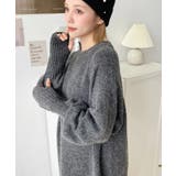 指ぬきボリュームスリーブミックスニットロングワンピース | moment+ | 詳細画像30