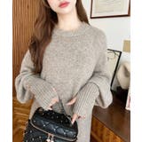 指ぬきボリュームスリーブミックスニットロングワンピース | moment+ | 詳細画像34