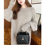 指ぬきボリュームスリーブミックスニットロングワンピース | moment+ | 詳細画像35