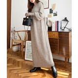 指ぬきボリュームスリーブミックスニットロングワンピース | moment+ | 詳細画像37