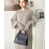 指ぬきボリュームスリーブミックスニットロングワンピース | moment+ | 詳細画像38