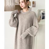 指ぬきボリュームスリーブミックスニットロングワンピース | moment+ | 詳細画像40