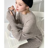 指ぬきボリュームスリーブミックスニットロングワンピース | moment+ | 詳細画像43