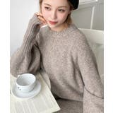 指ぬきボリュームスリーブミックスニットロングワンピース | moment+ | 詳細画像44