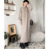 指ぬきボリュームスリーブミックスニットロングワンピース | moment+ | 詳細画像45