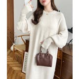 指ぬきボリュームスリーブミックスニットロングワンピース | moment+ | 詳細画像50