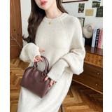 指ぬきボリュームスリーブミックスニットロングワンピース | moment+ | 詳細画像52