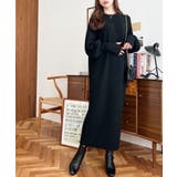 指ぬきボリュームスリーブミックスニットロングワンピース | moment+ | 詳細画像6