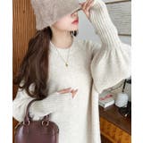 指ぬきボリュームスリーブミックスニットロングワンピース | moment+ | 詳細画像61