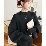 指ぬきボリュームスリーブミックスニットロングワンピース | moment+ | 詳細画像7