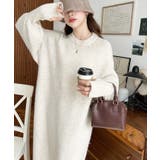 指ぬきボリュームスリーブミックスニットロングワンピース | moment+ | 詳細画像64