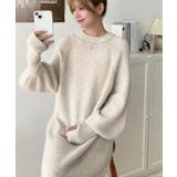 指ぬきボリュームスリーブミックスニットロングワンピース | moment+ | 詳細画像67