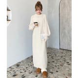 指ぬきボリュームスリーブミックスニットロングワンピース | moment+ | 詳細画像68