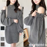 袖リボンショルダースリットニットワンピース | moment+ | 詳細画像1 