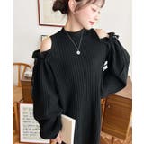 袖リボンショルダースリットニットワンピース | moment+ | 詳細画像18 